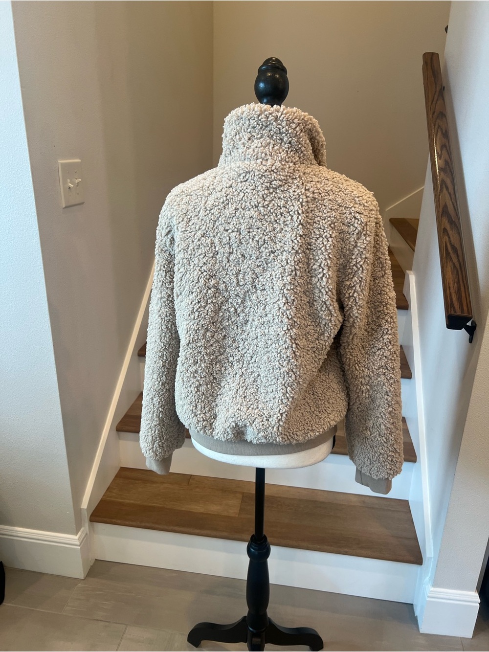New Forever 21 Cream Teddy Sherpa Zip Jacket View 2